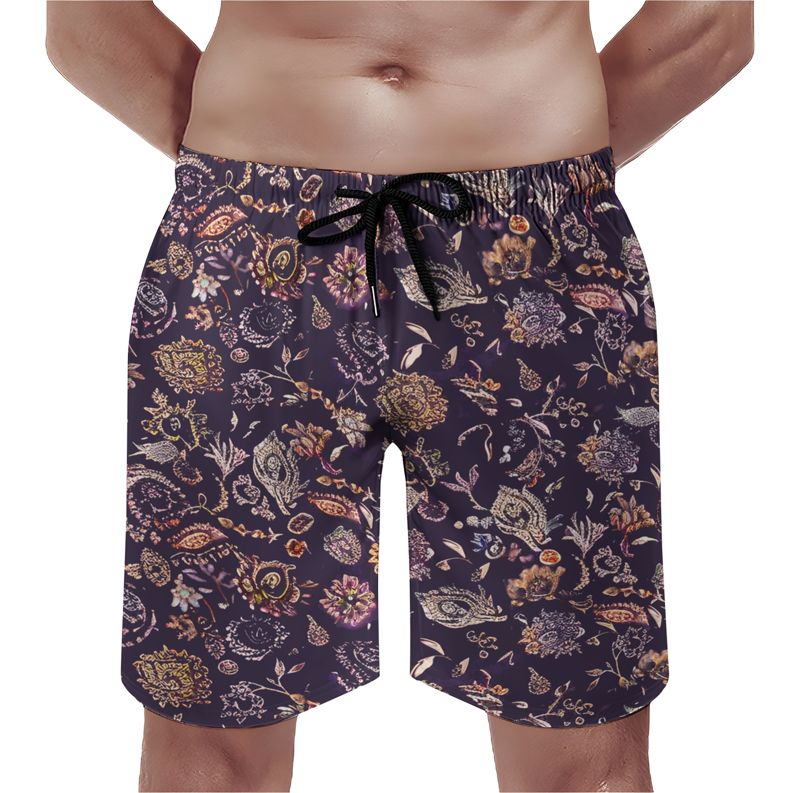 TomsloverMen's Print Drawstring Swim Shorts 2407000297