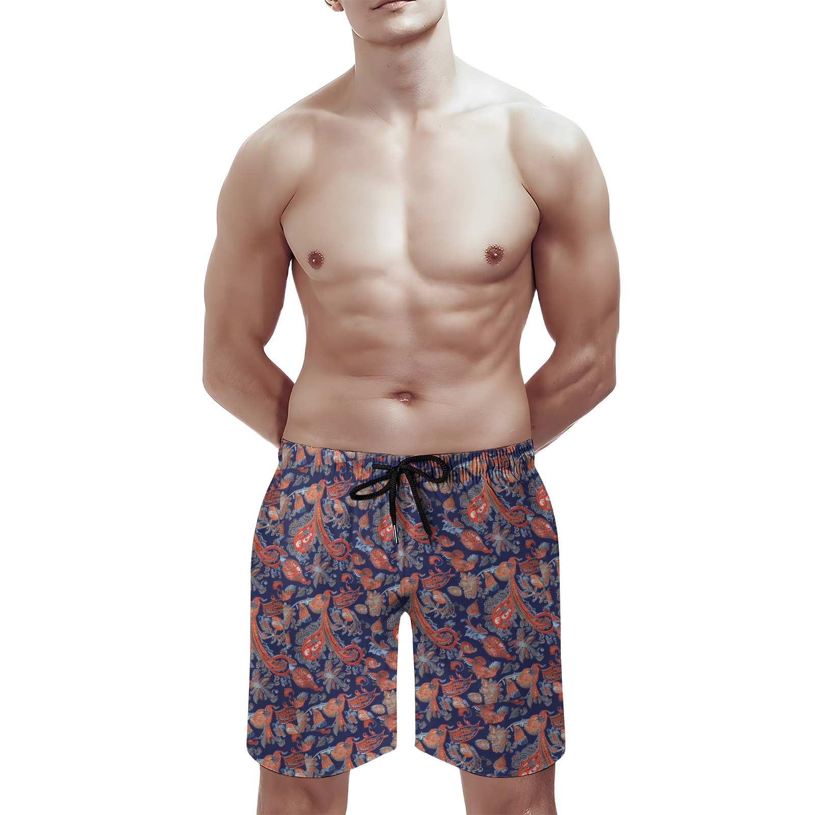 TomsloverMen's Print Drawstring Swim Shorts 2407000298