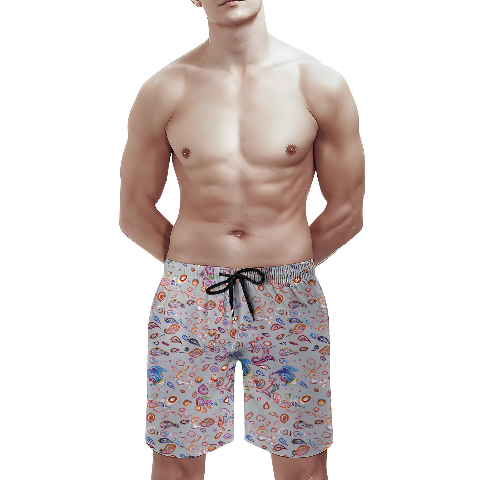 TomsloverMen's Print Drawstring Swim Shorts 2407000299