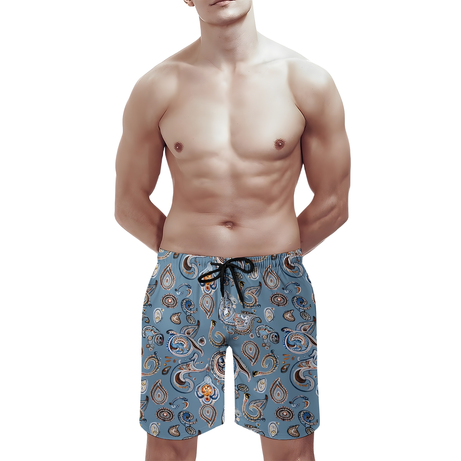 TomsloverMen's Print Drawstring Swim Shorts 2407000300