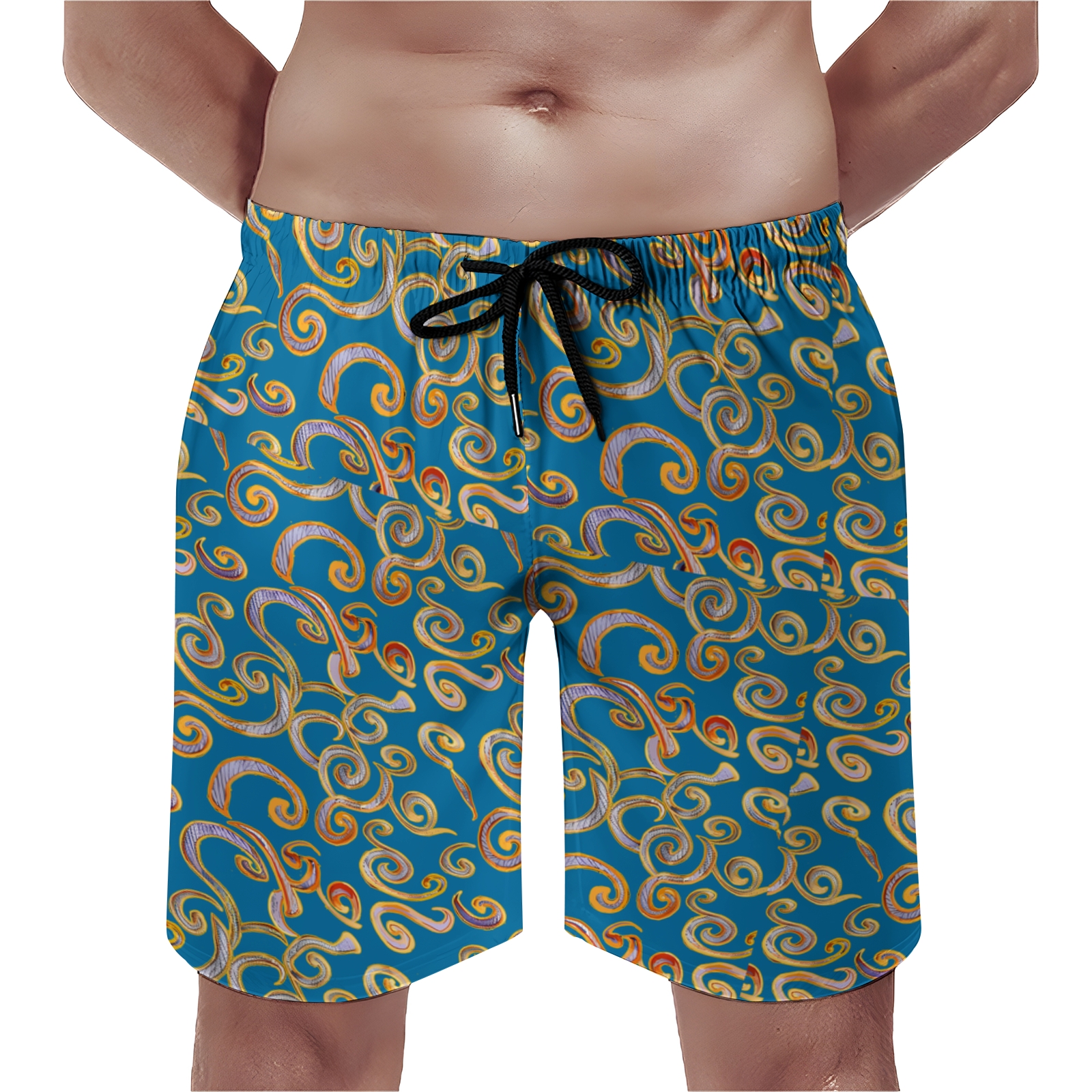 TomsloverMen's Print Drawstring Swim Shorts 2407000301