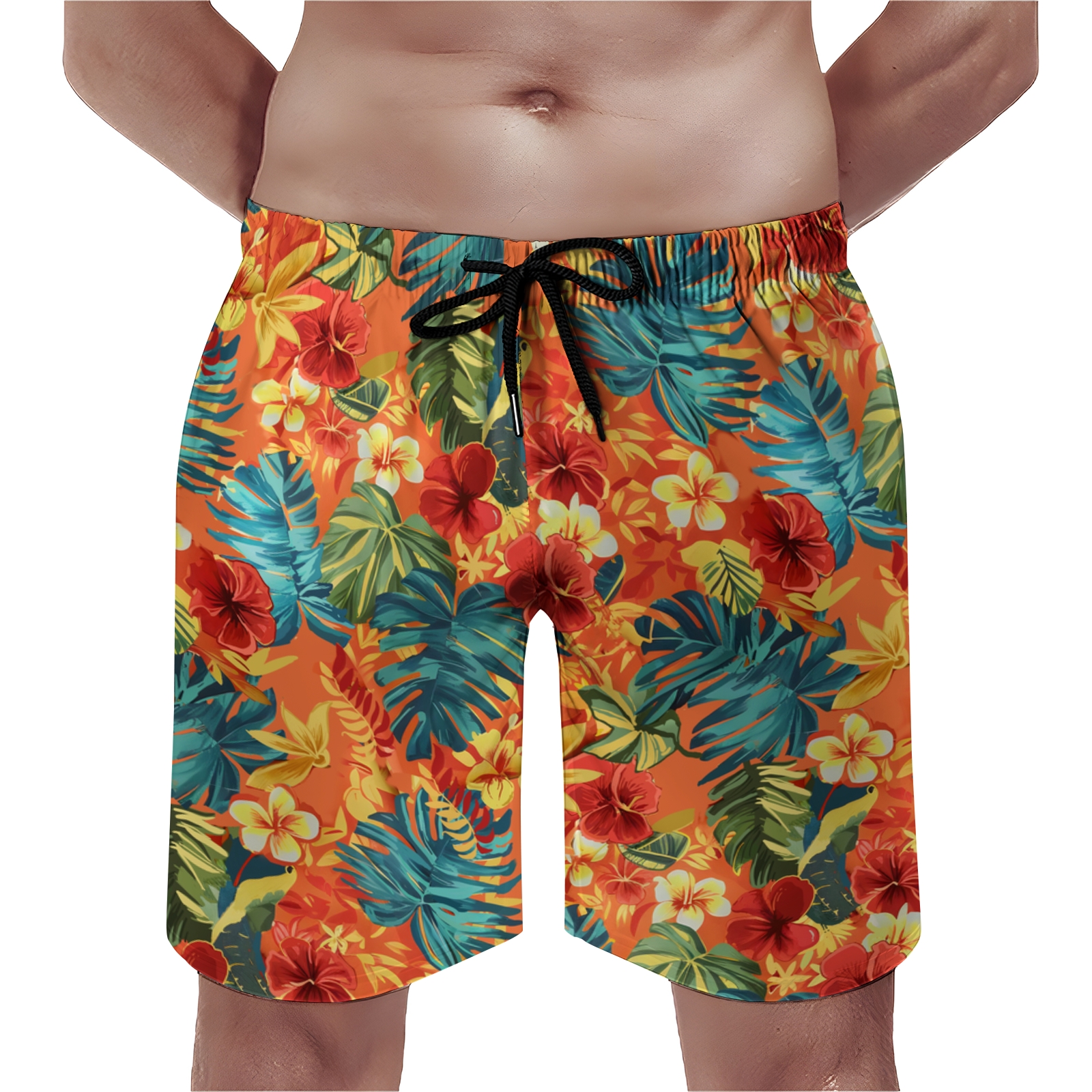 TomsloverMen's Print Drawstring Swim Shorts 2407000302