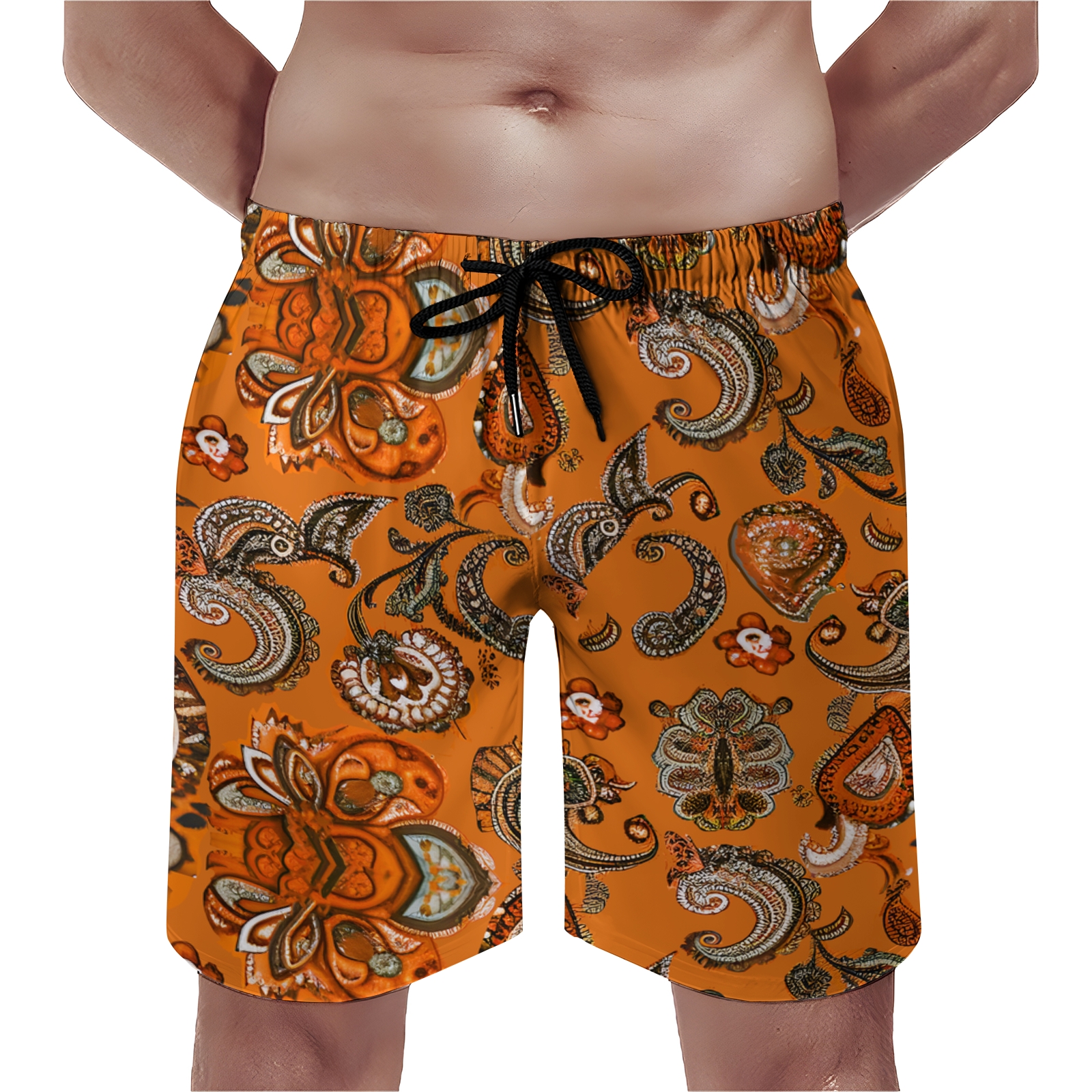 TomsloverMen's Print Drawstring Swim Shorts 2407000303