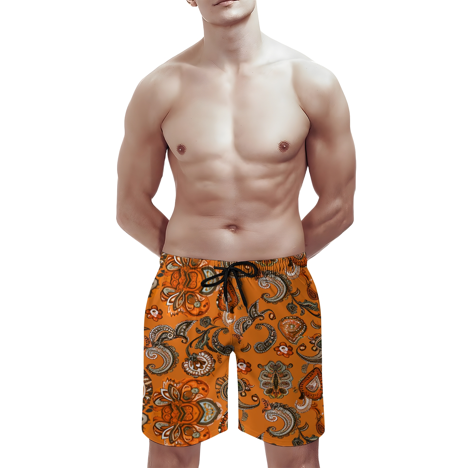 TomsloverMen's Print Drawstring Swim Shorts 2407000303
