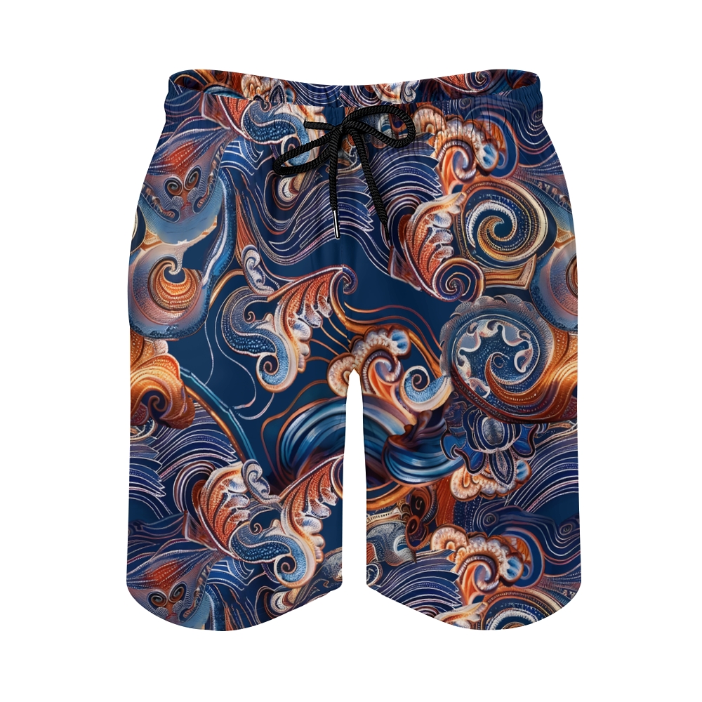 TomsloverMen's Print Drawstring Swim Shorts 2407000306