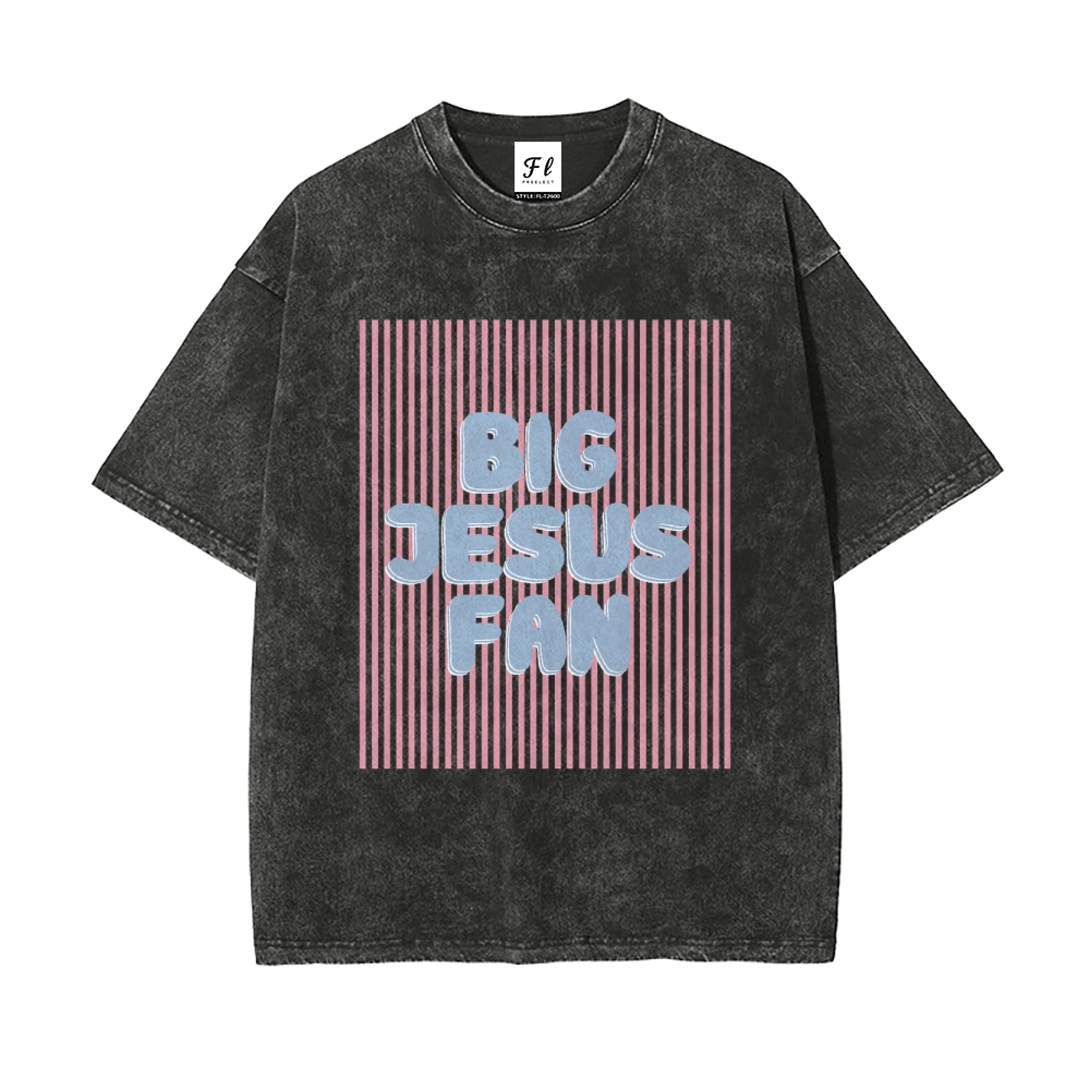 Unisex casual short-sleeved pullover  Printed washed Tee shirt