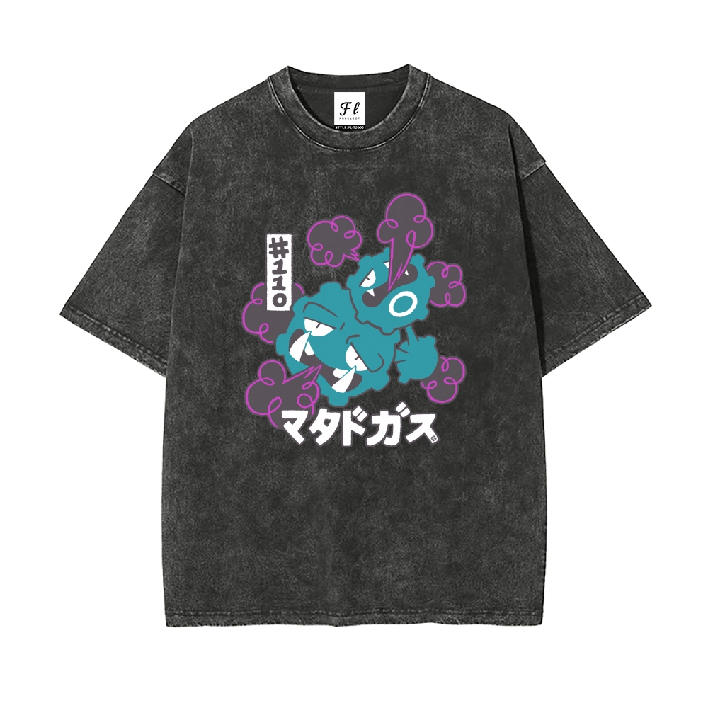  Unisex casual short-sleeved pullover  Printed washed Tee shirt