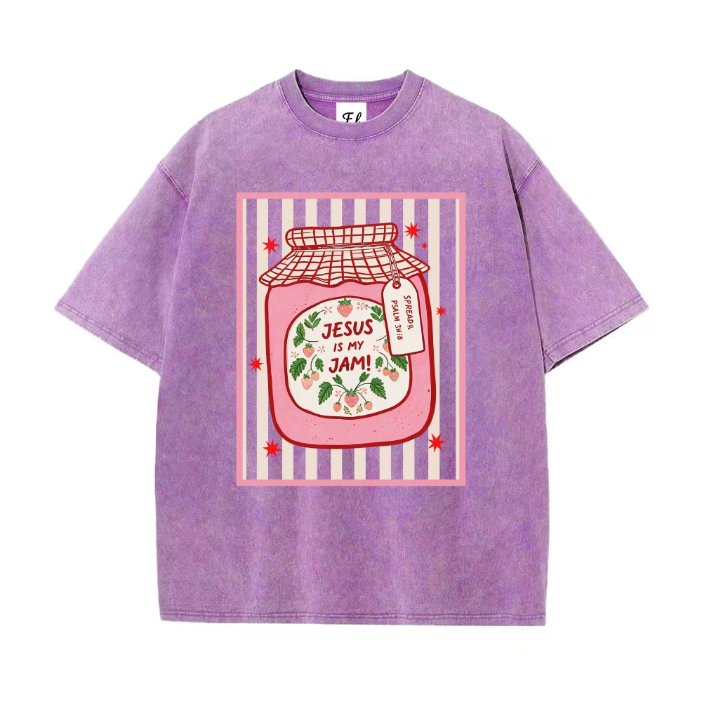 Unisex casual short-sleeved pullover  Printed washed Tee shirt