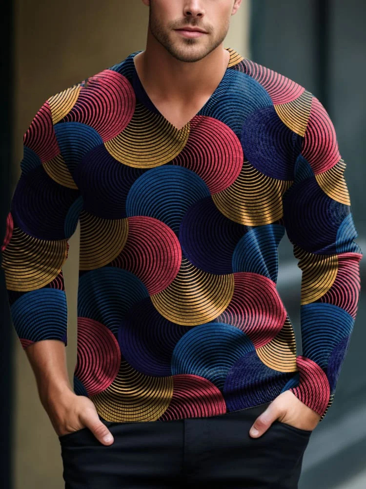 Men's V-neck Lnit long-sleeved sweater 