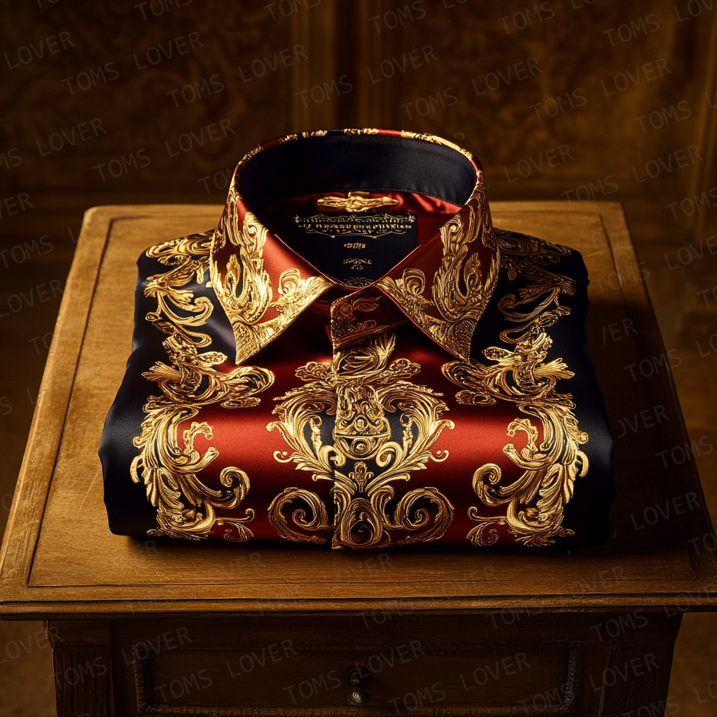 Business Elegant Gold Baroque Shirt Wedding Shirt Men's Shirt