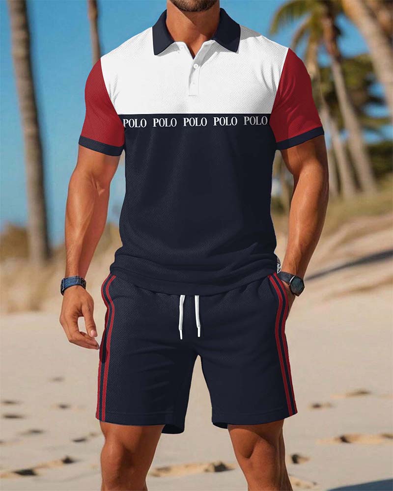 Men's  Print Polo Set Polo Shirt