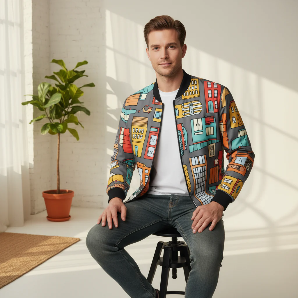 Men's Fashion Printed Zipper Jacket