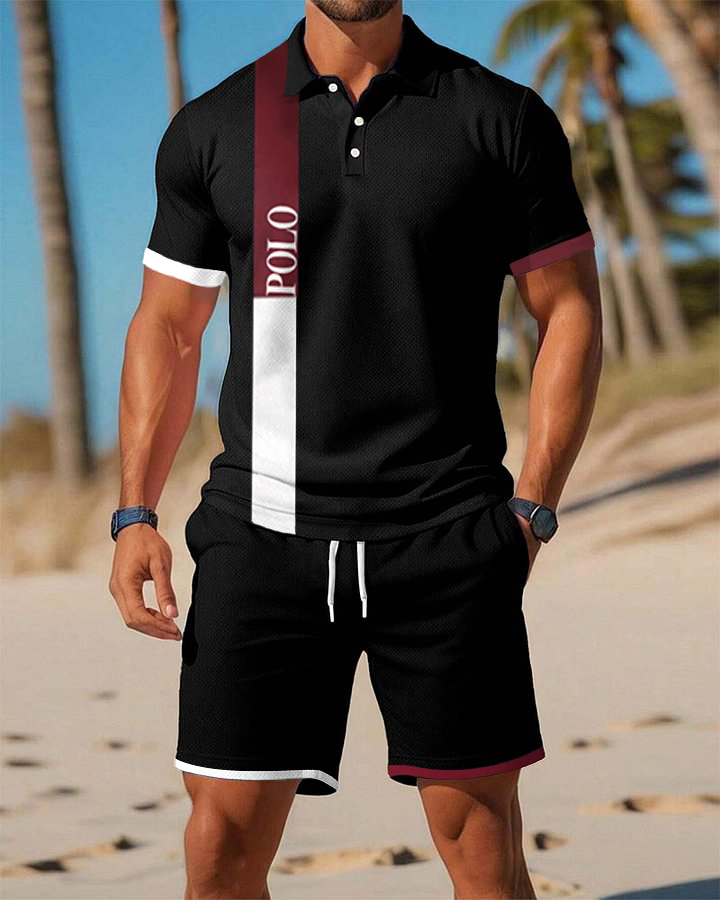 Men's  Print Polo Set Polo Shirt