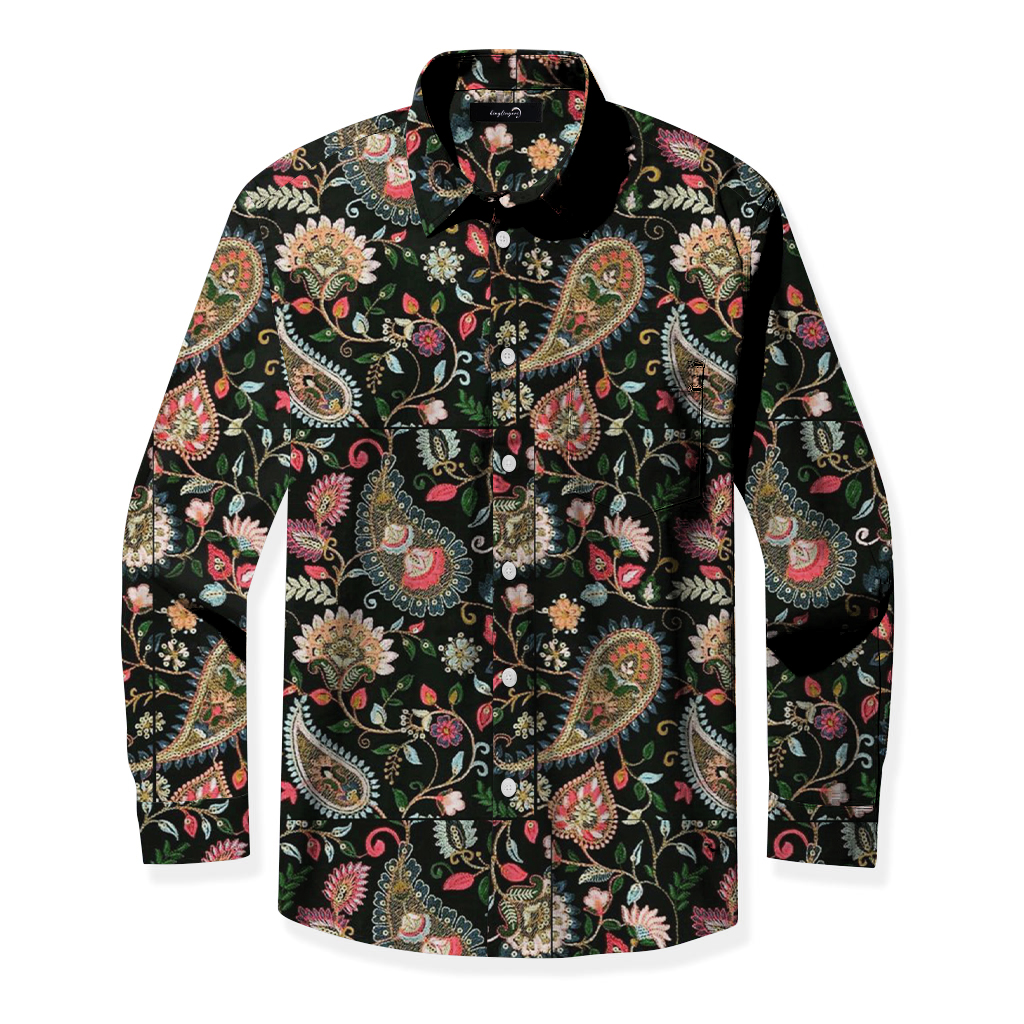 TomsloverMen's Regular Business Casual Printed Long-sleeved Shirt