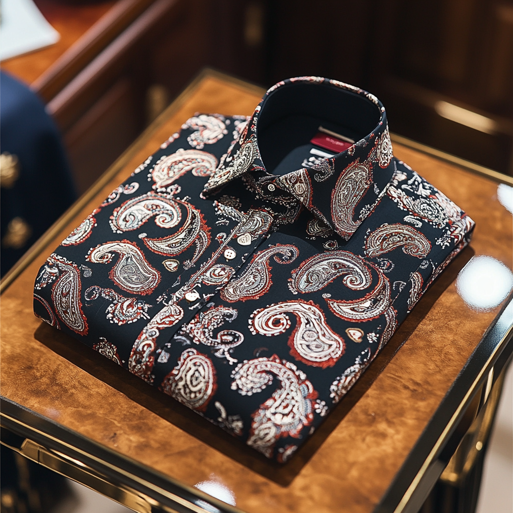 Self-designed business casual shirt paisley classical pattern long sleeve