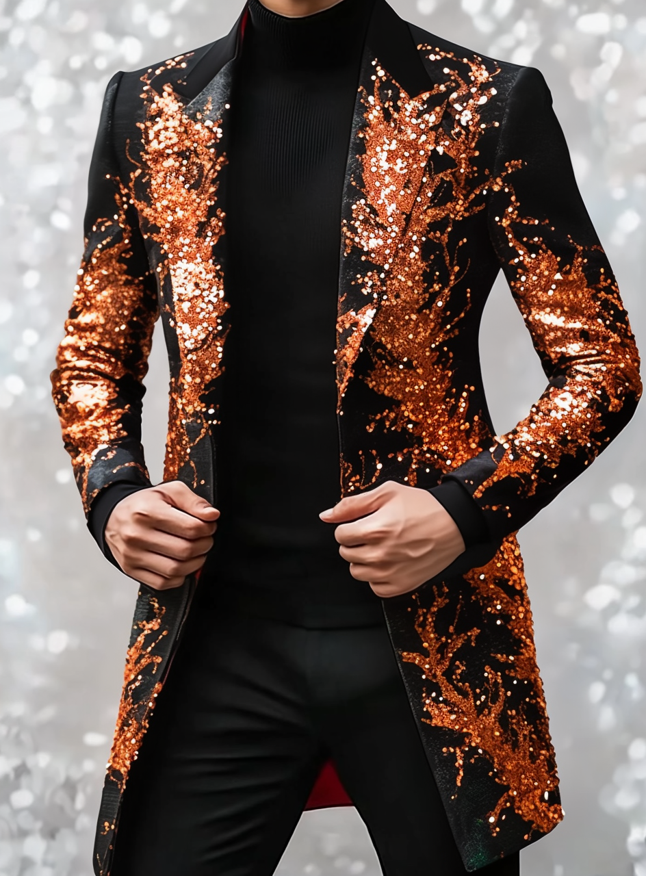 Gentleman's printed jacket overcoat mid-length coat