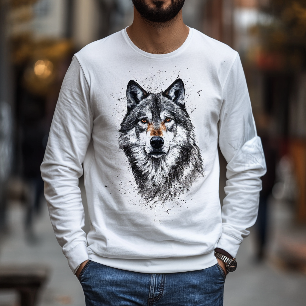 Men's Home Fashion Printed Pullover Long Sleeve Casual Tee