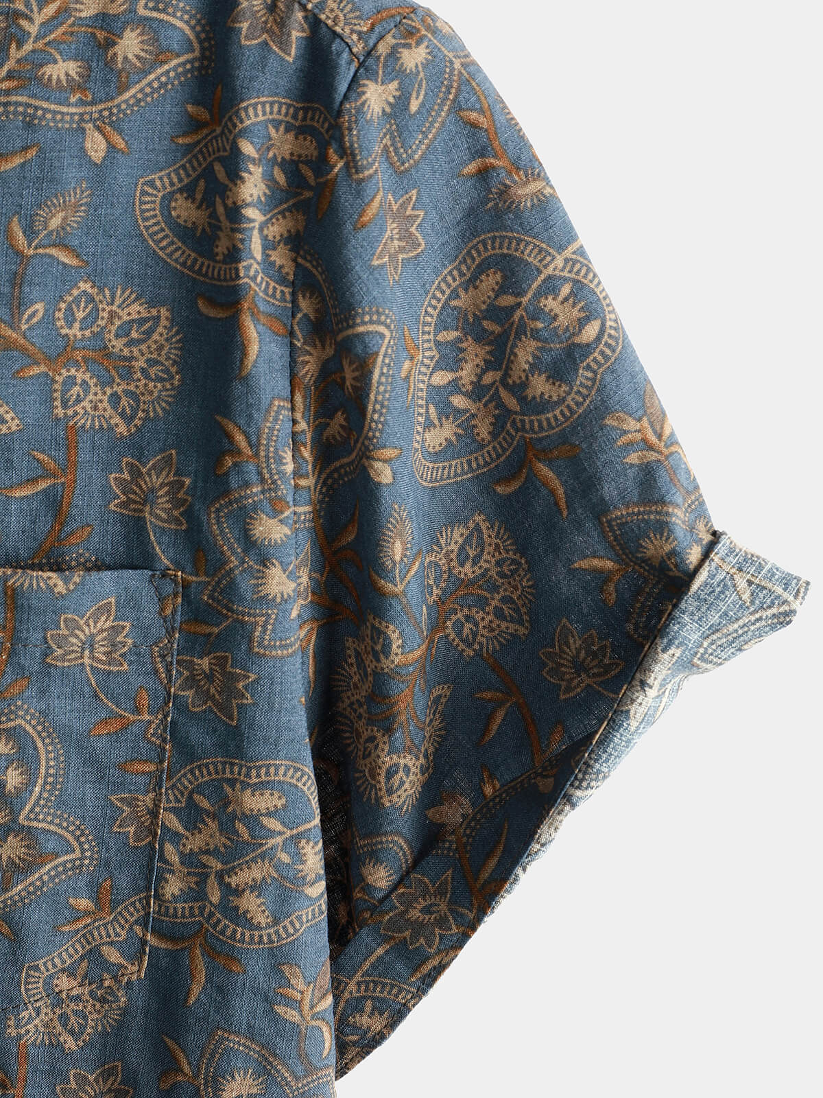 Cotton Casual Resort Hawaiian Shirt with Pockets plus size