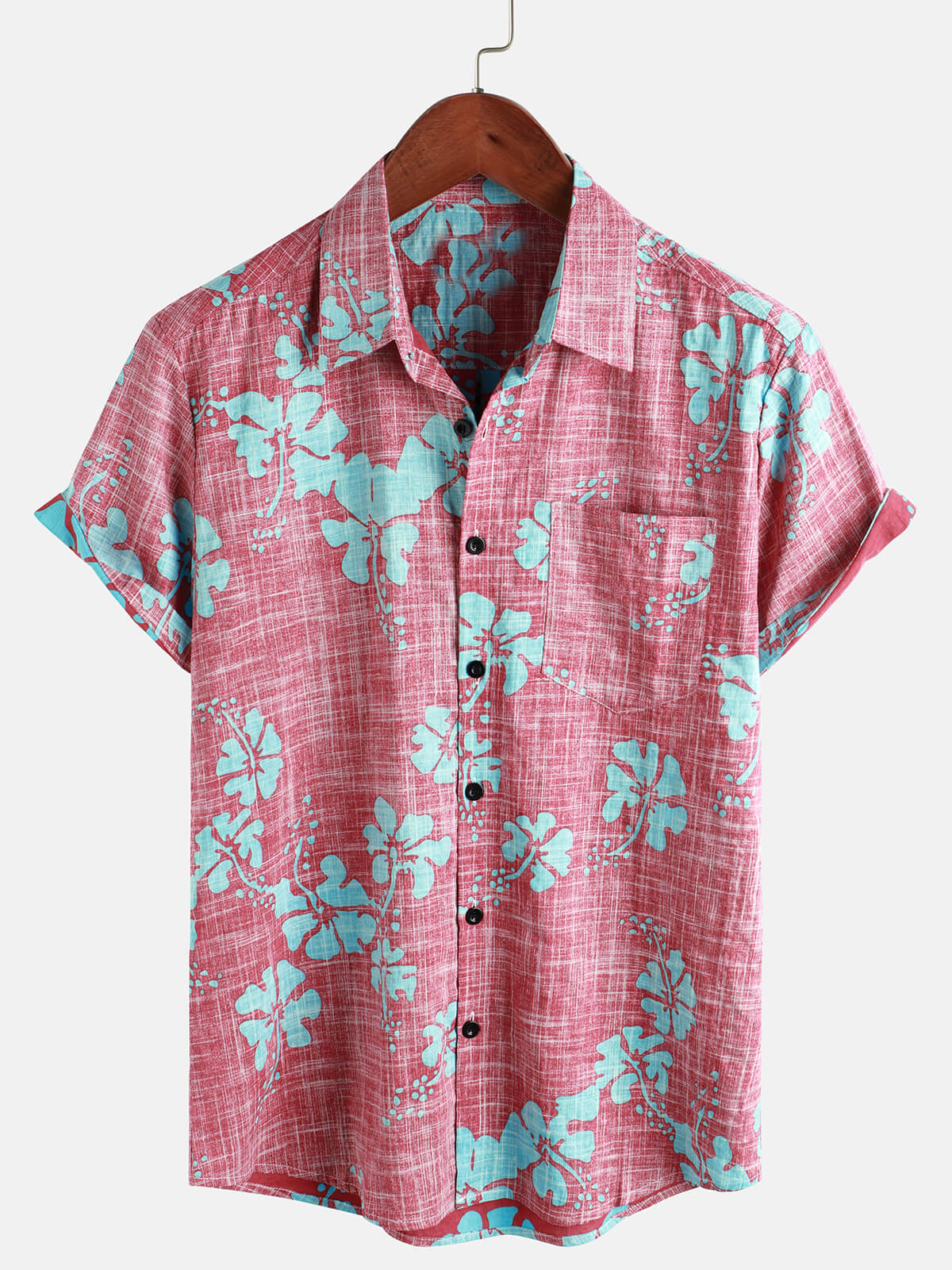 Cotton Casual Resort Hawaiian Shirt with Pockets plus size