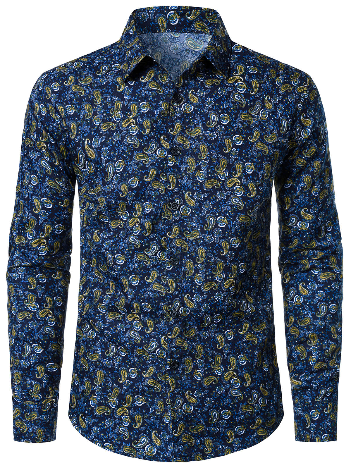 Men's Vintage Print Casual Fashion Button Pocket Long Sleeve Shirt