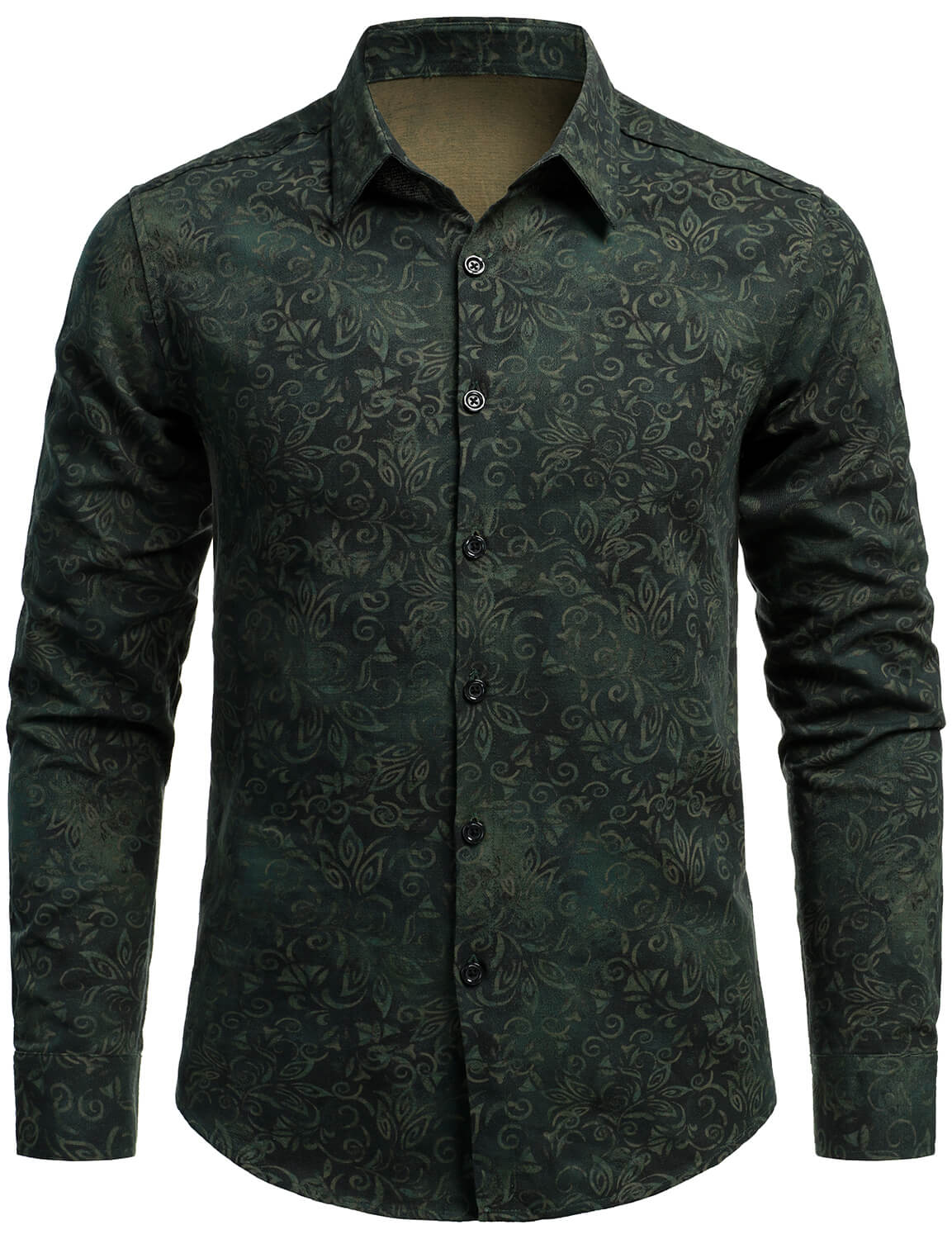 Men's Vintage Print Casual Fashion Button Long Sleeve Shirt