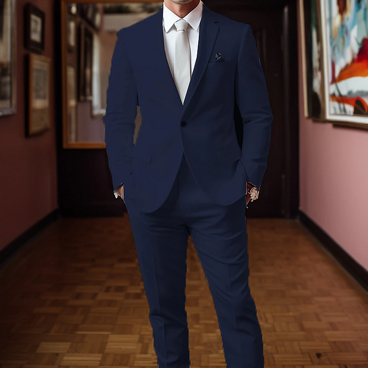 Men's single breasted regular fit suit blazer trousers set