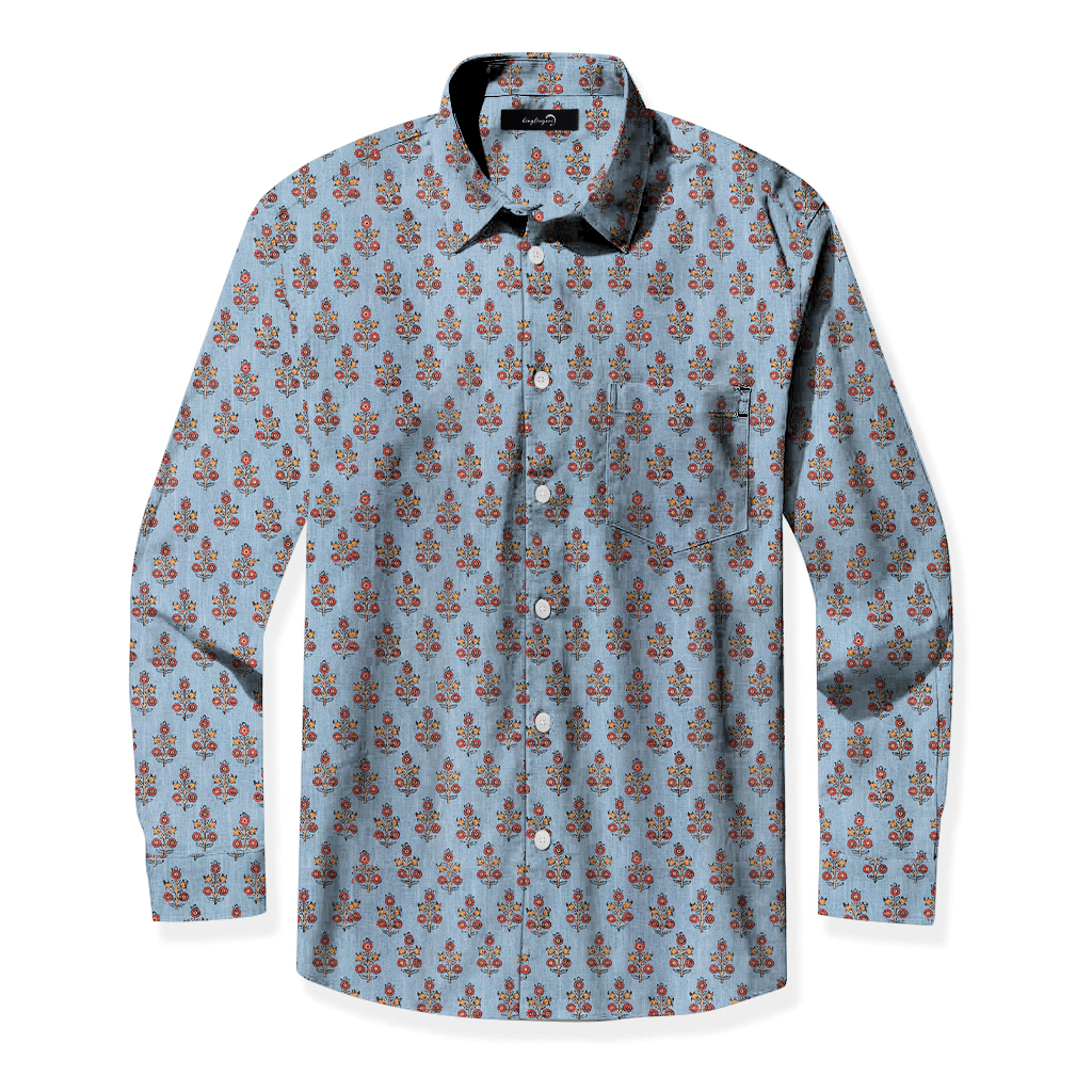 TomsloverMen's business casual printed shirts with pockets 100% Cotton