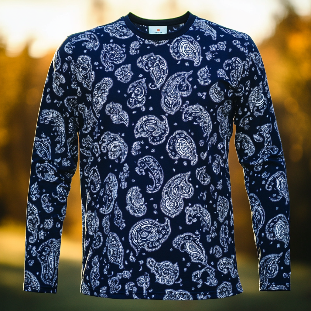 Paisley Print Pullover Long Sleeve Casual Tee
