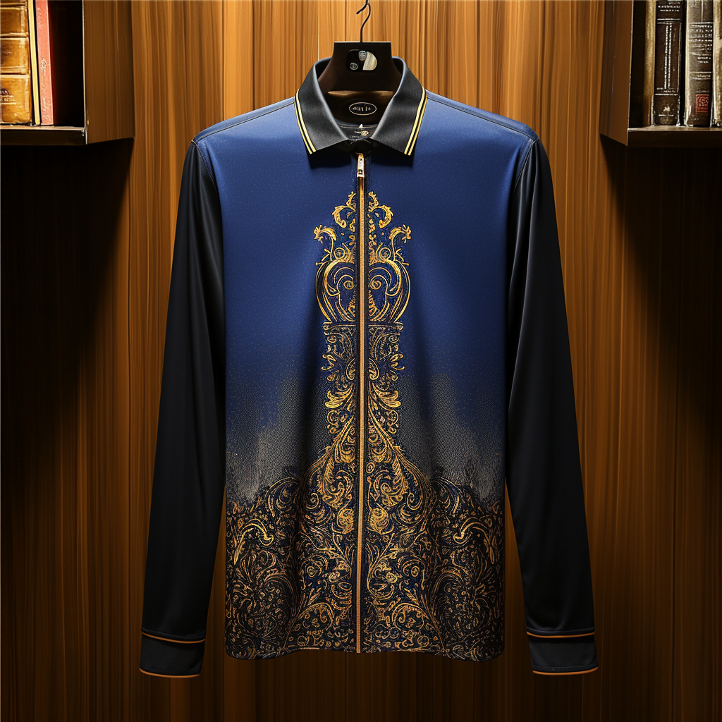 Men's Zipper Printed Jacket Outerwear