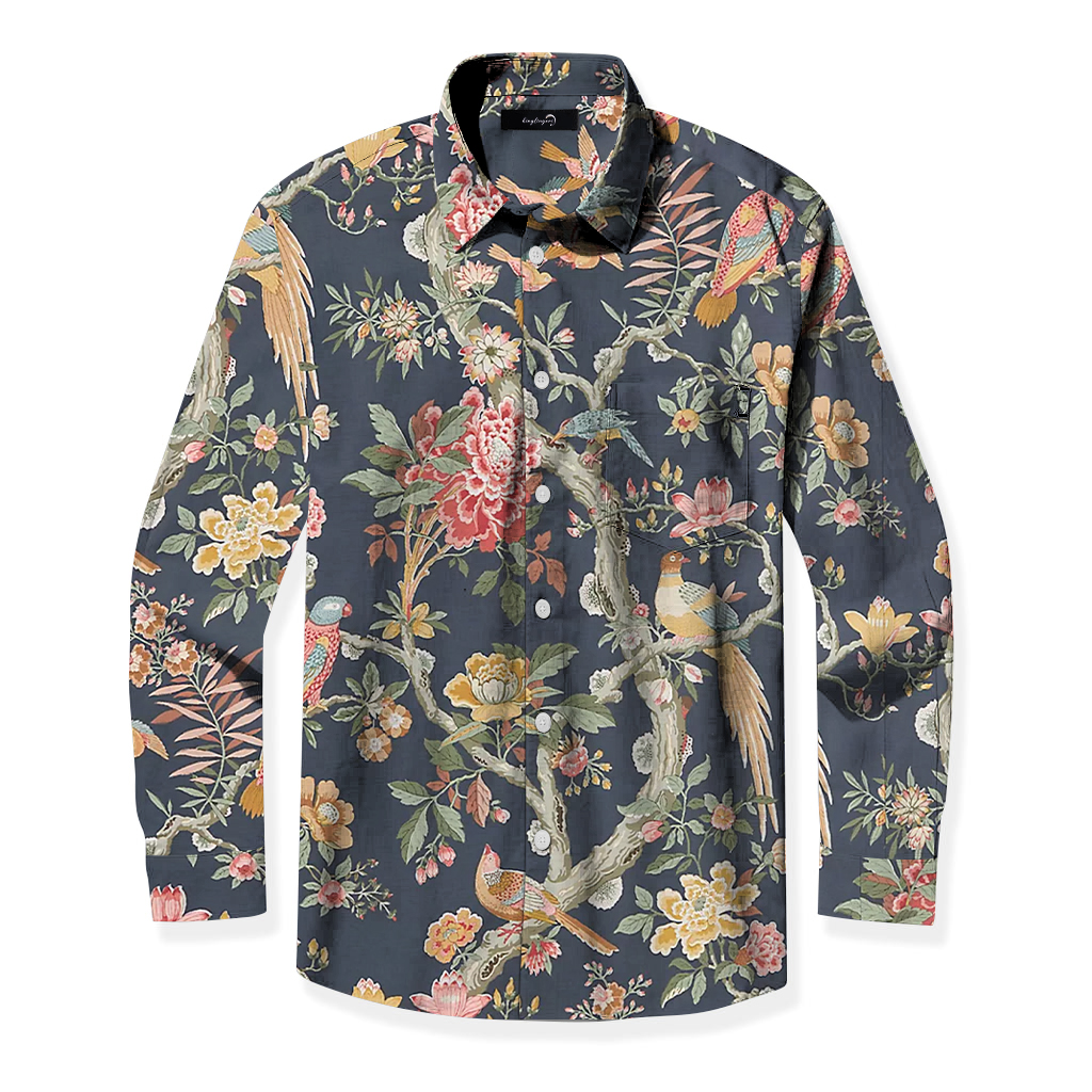 TomsloverMen's business casual printed shirts with pockets 100% Cotton