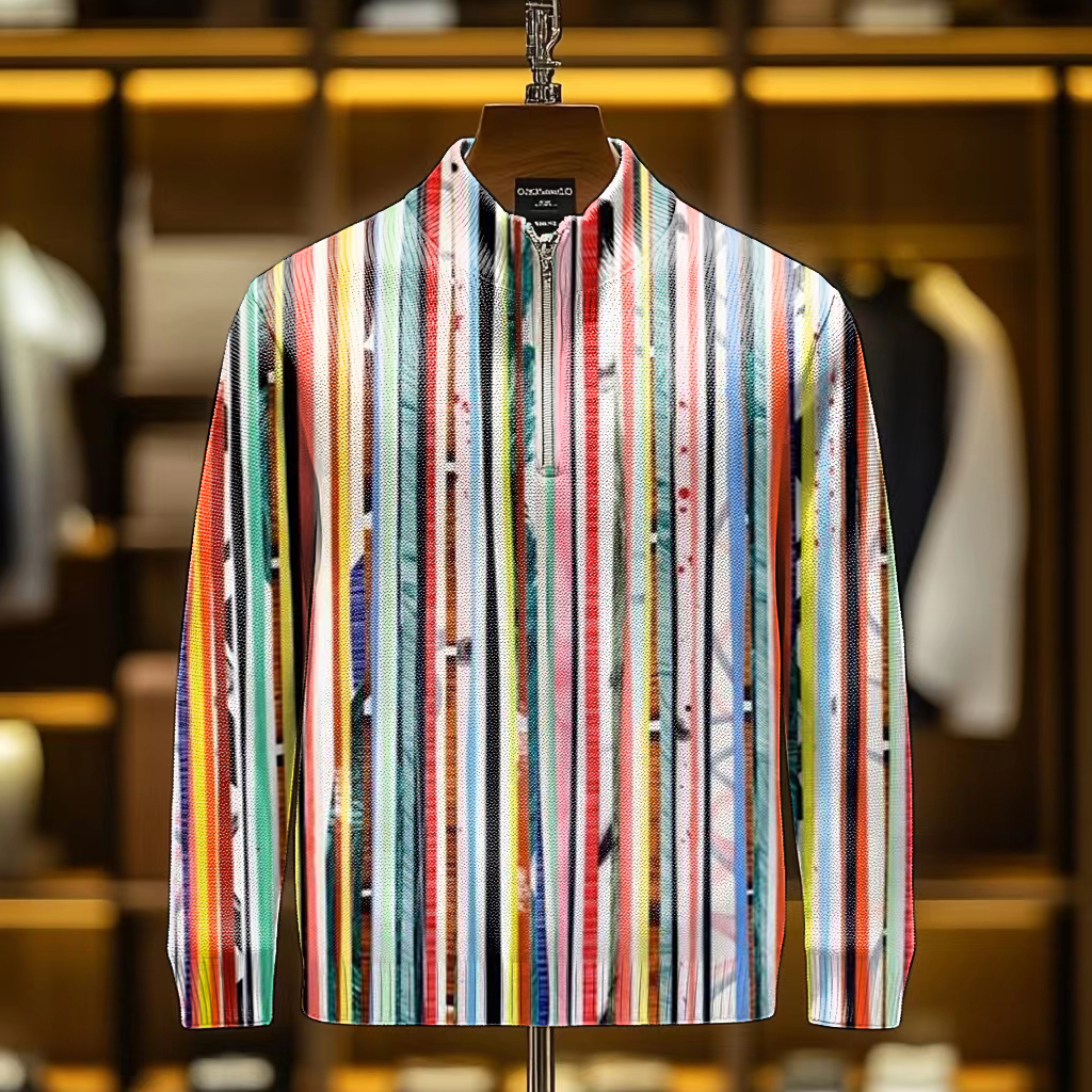 Men's casual half-zip polo shirt