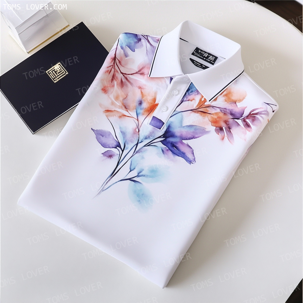 Floral botanical print polo shirt Men's polo shirt