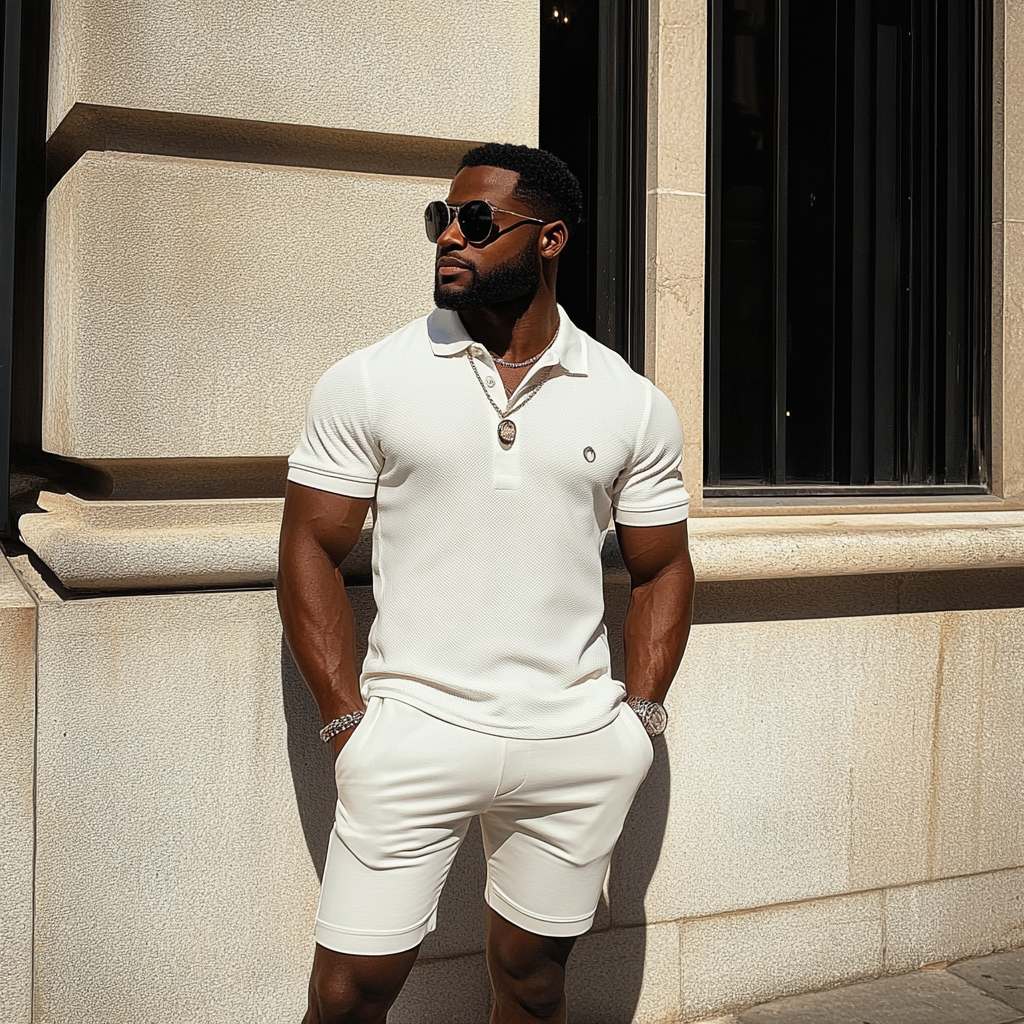 Men's  Print Polo Set Polo Shirt