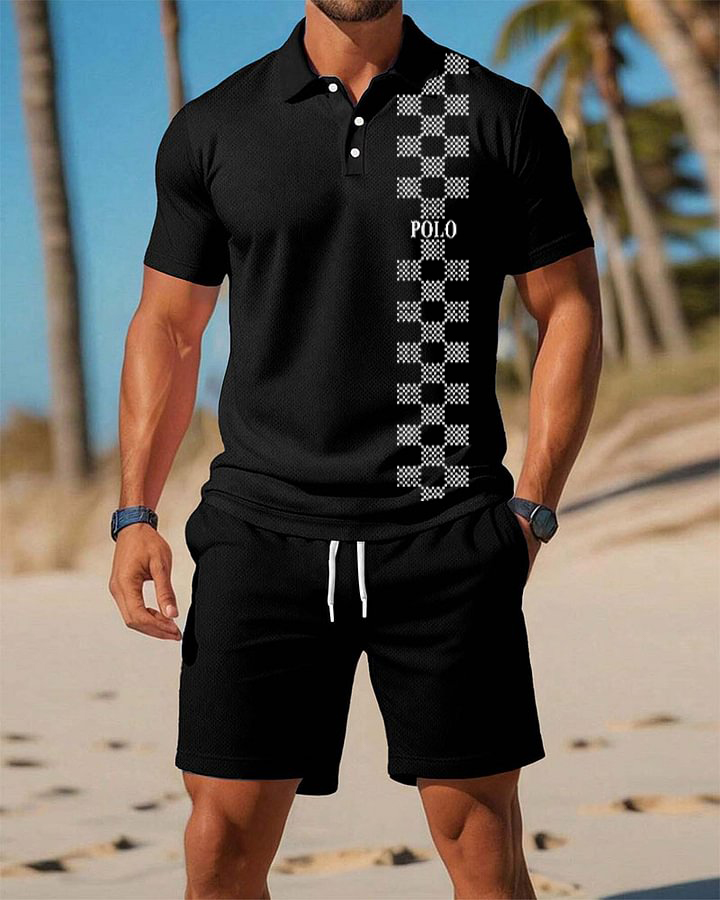 Men's  Print Polo Set Polo Shirt