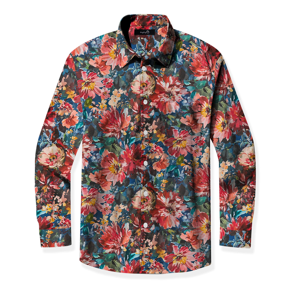 TomsloverMen's business casual printed shirts with pockets 100% Cotton