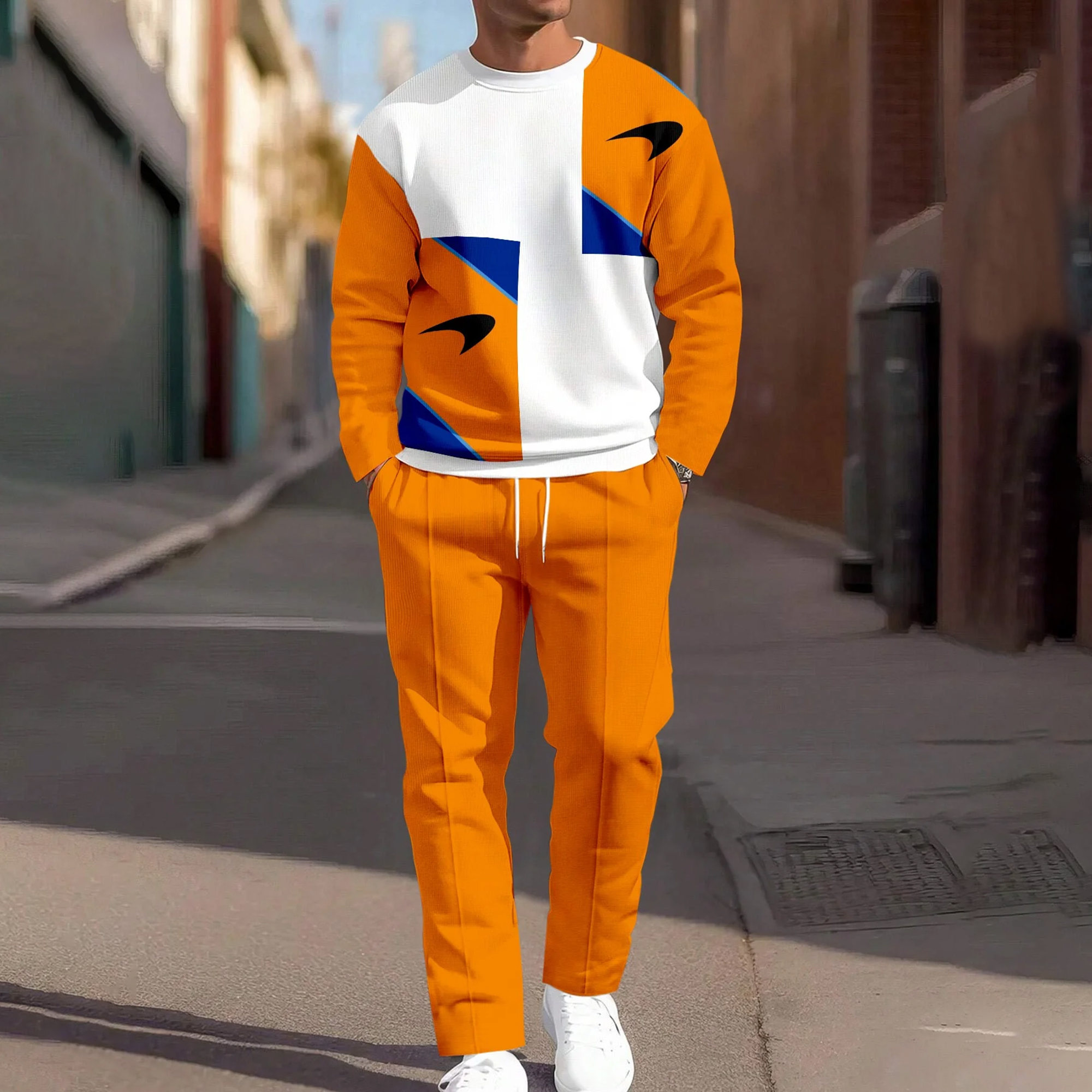 Men's Simple Round Neck Casual Sports Set 