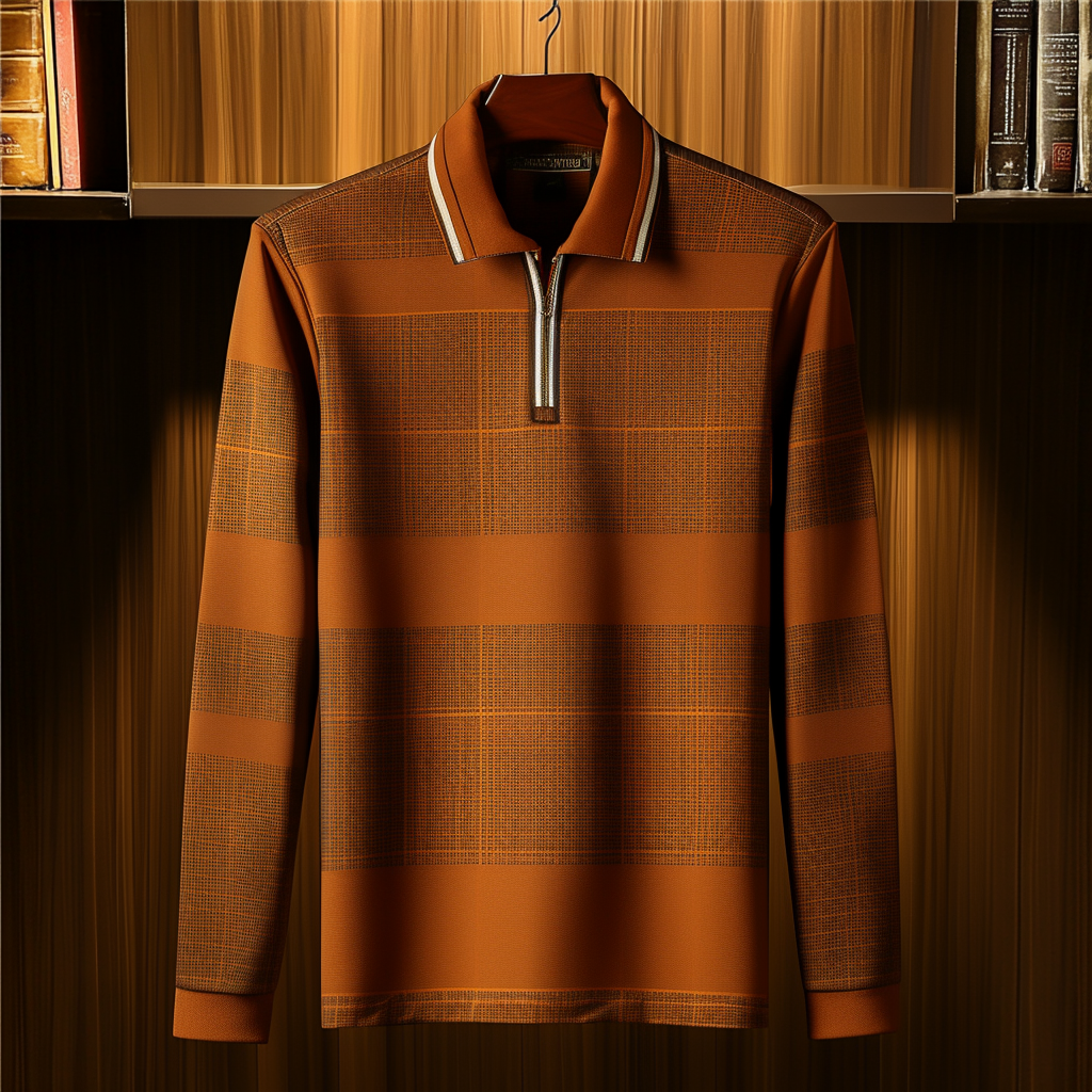 Men's casual half-zip polo shirt