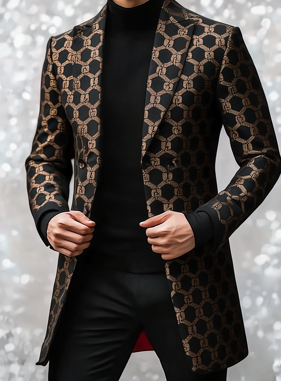 Gentleman's printed jacket overcoat mid-length coat