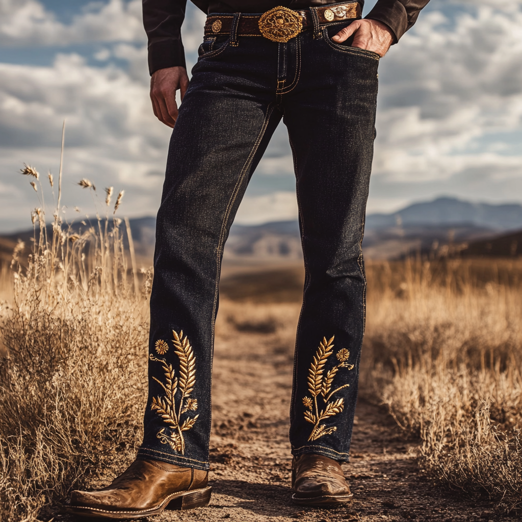 High-quality jeans with a graphic pattern