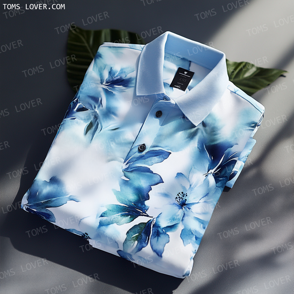 Floral botanical print polo shirt Men's polo shirt