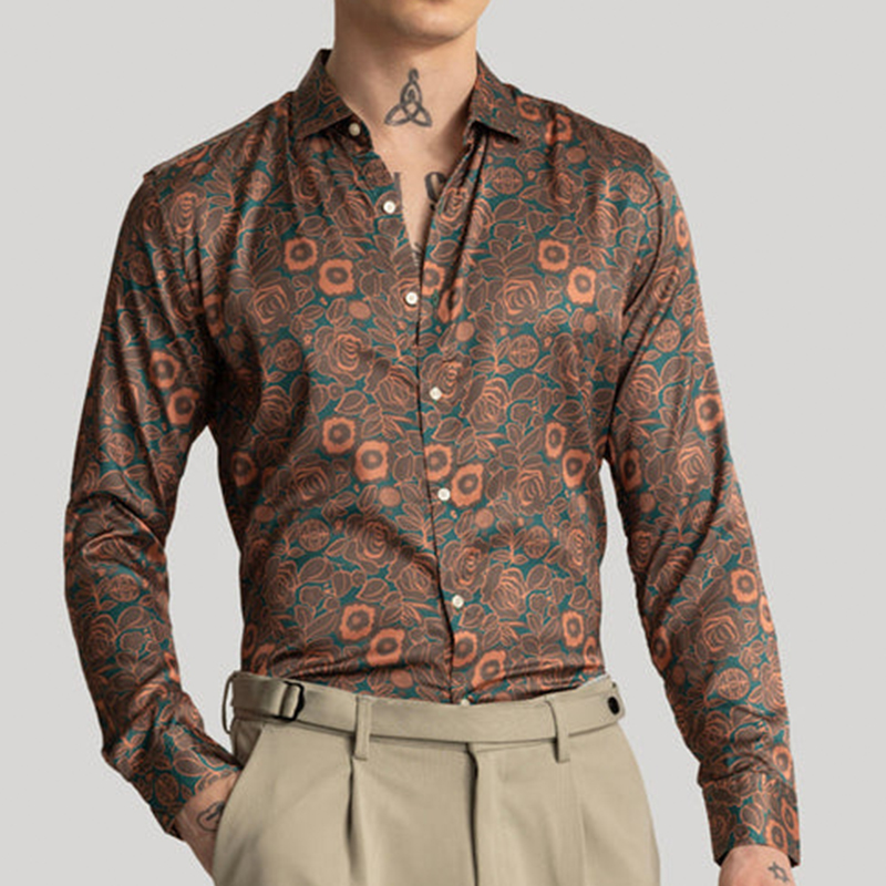 TomsloverPrinted Shirt Men's Long Sleeve Shirts 