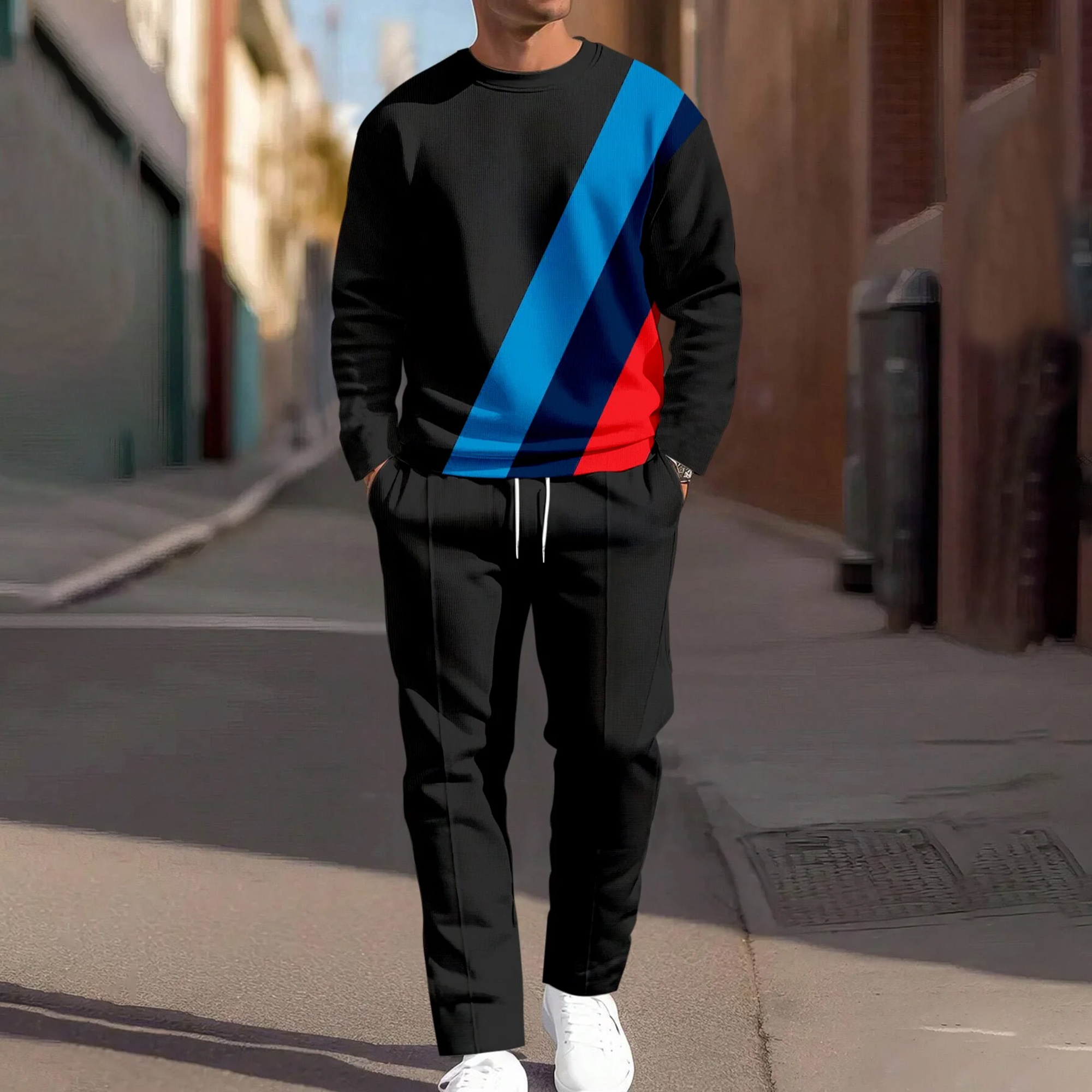 Men's Simple Round Neck Casual Sports Set 