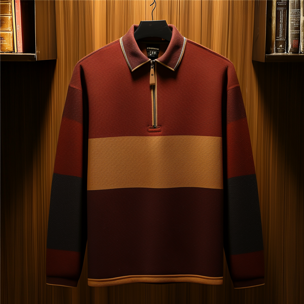 Men's casual half-zip polo shirt