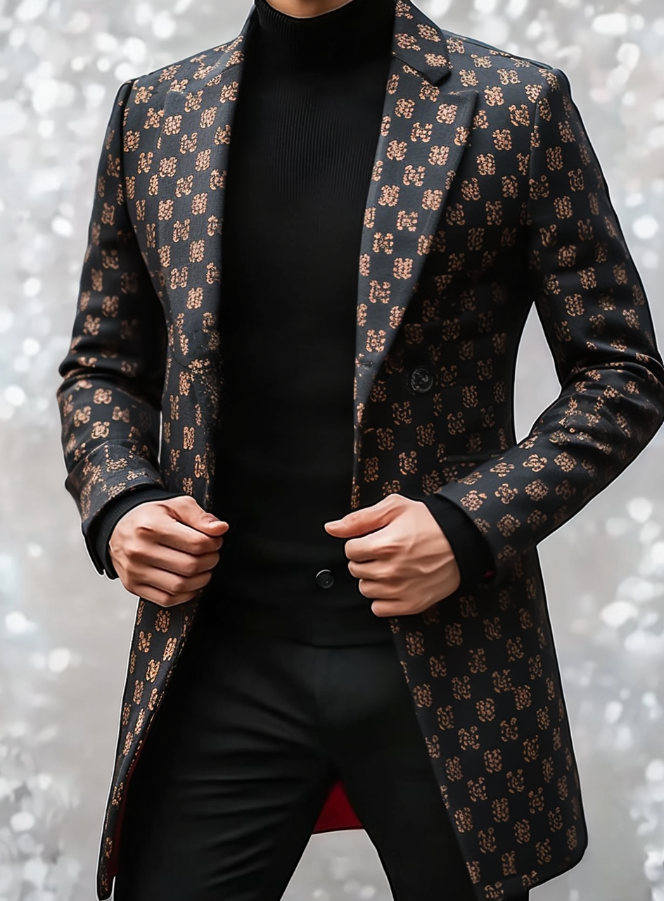 Gentleman's printed jacket overcoat mid-length coat