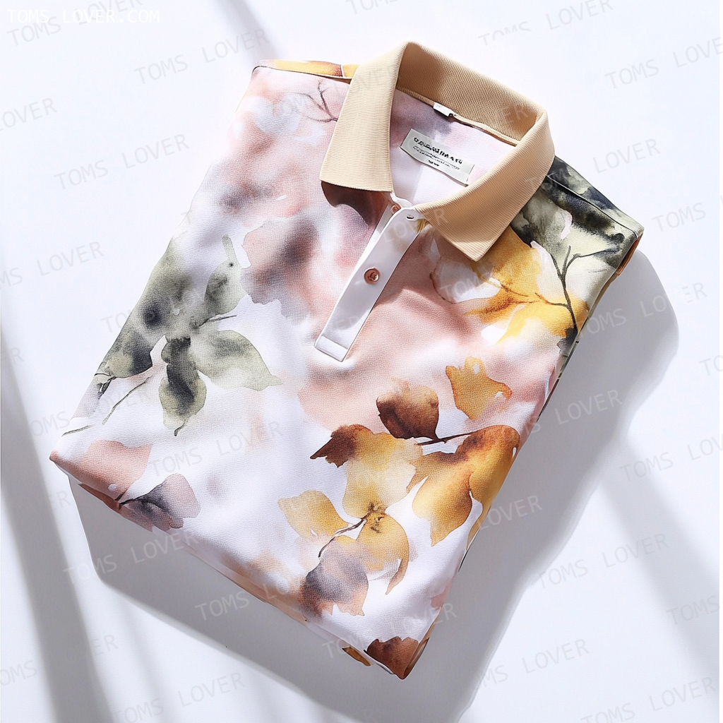 Floral botanical print polo shirt Men's polo shirt