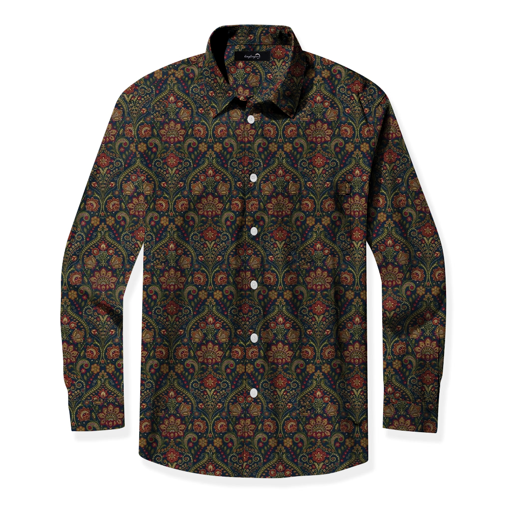 TomsloverMen's Regular Business Casual Printed Long-sleeved Shirt