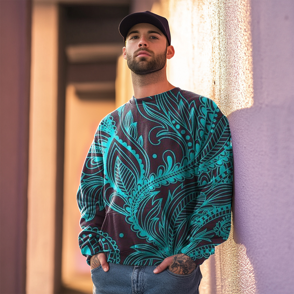 TomsloverPrint Sweatshirt Round Neck Pullover Men