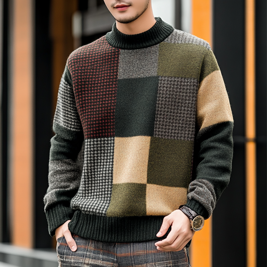 Men's business round neck pullover sweater