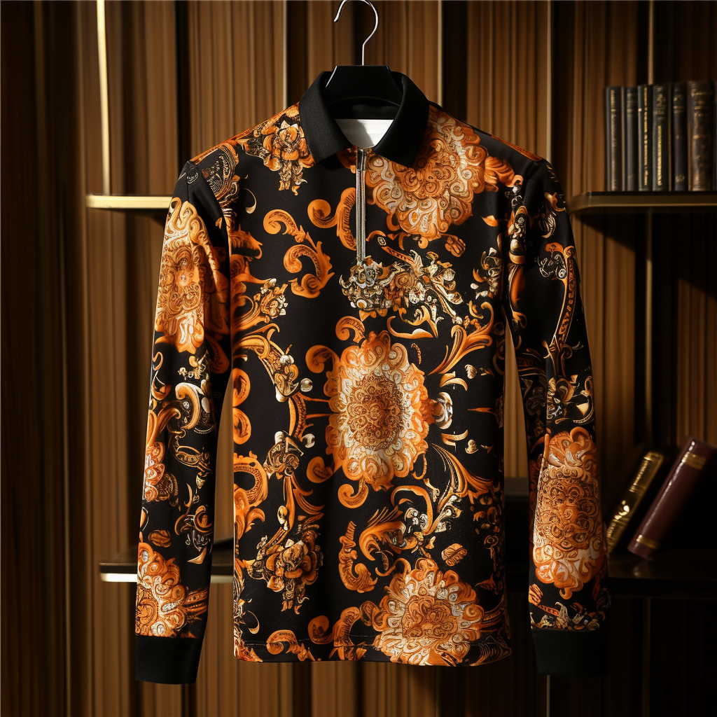 Men's casual half-zip polo shirt