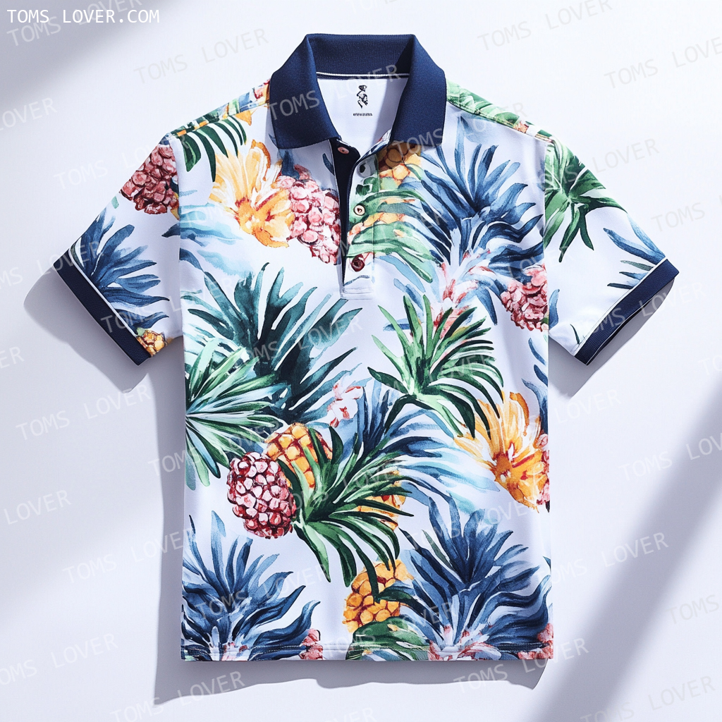 Floral botanical print polo shirt Men's polo shirt